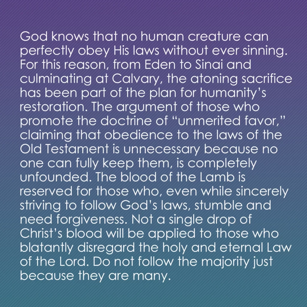 0001 - Post about the Law of God: God knows that no human creature can perfectly obey...