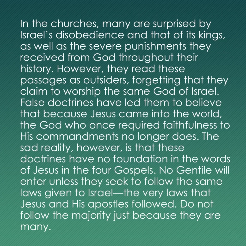 0009 - Post about the Law of God: In the churches, many are surprised by Israel’s disobedience...