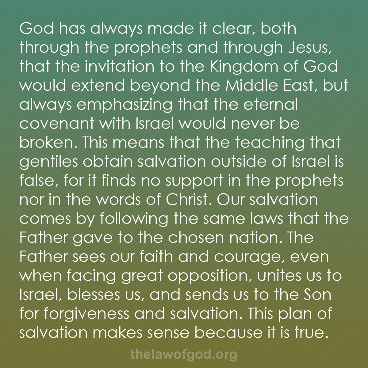 b000 - Post about the Law of God: God has always made it clear, both through the prophets and...