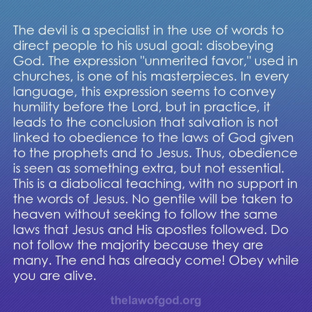 b0007 - Post about the Law of God: The devil is a specialist in the use of words to direct people...