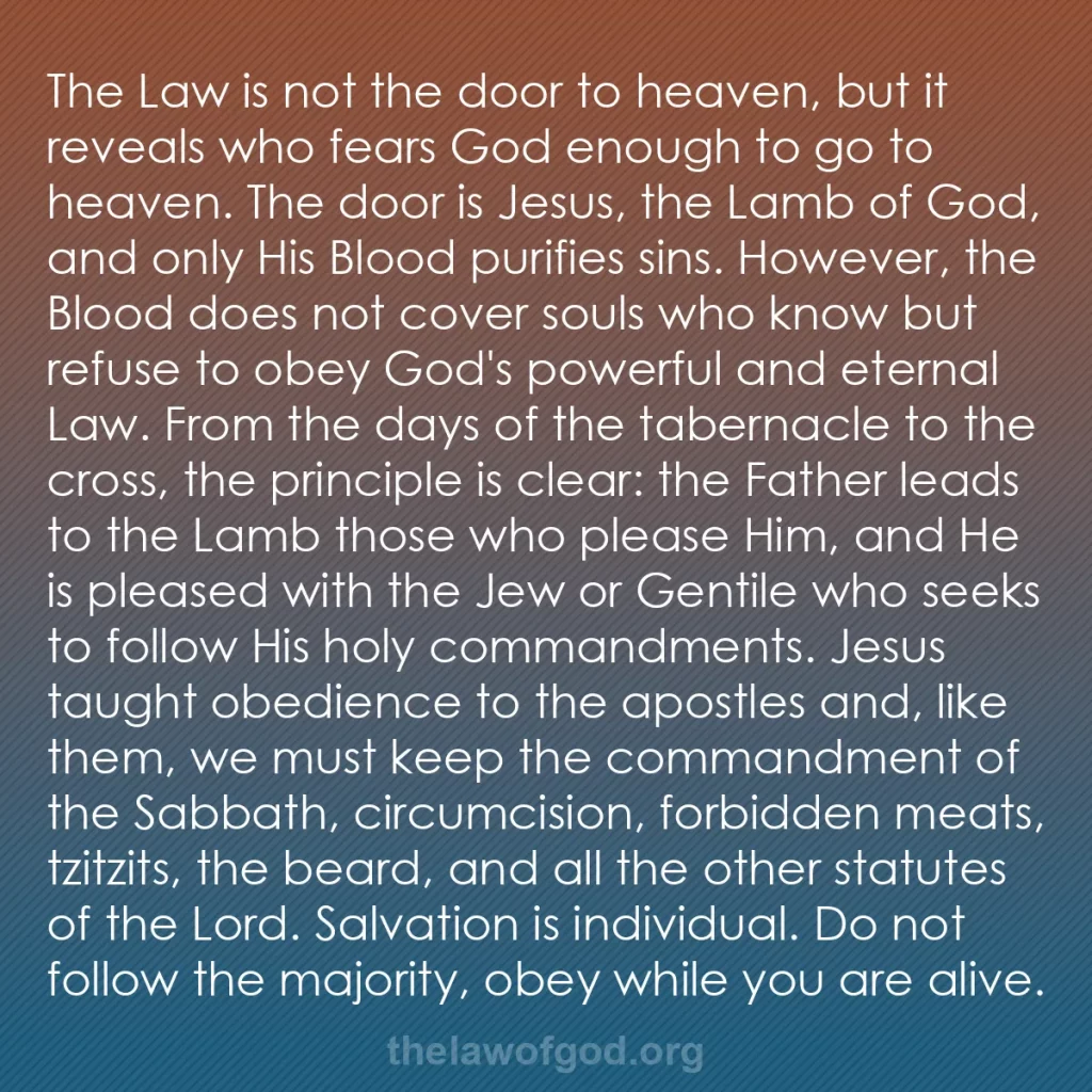 b0012 - Post about the Law of God: The Law is not the door to heaven, but it reveals who fears...
