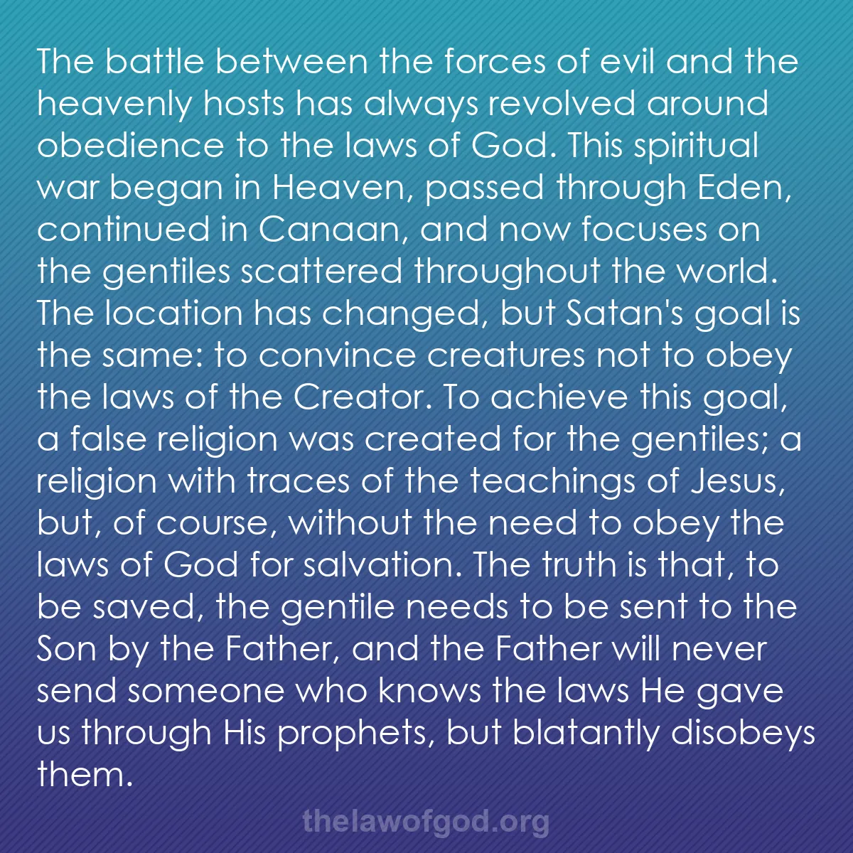 b001 - Post about the Law of God: The battle between the forces of evil and the heavenly hosts...