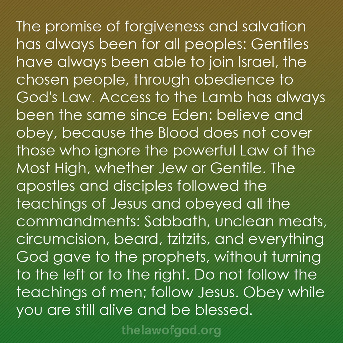 b001 - Post about the Law of God: The promise of forgiveness and salvation has always been for...