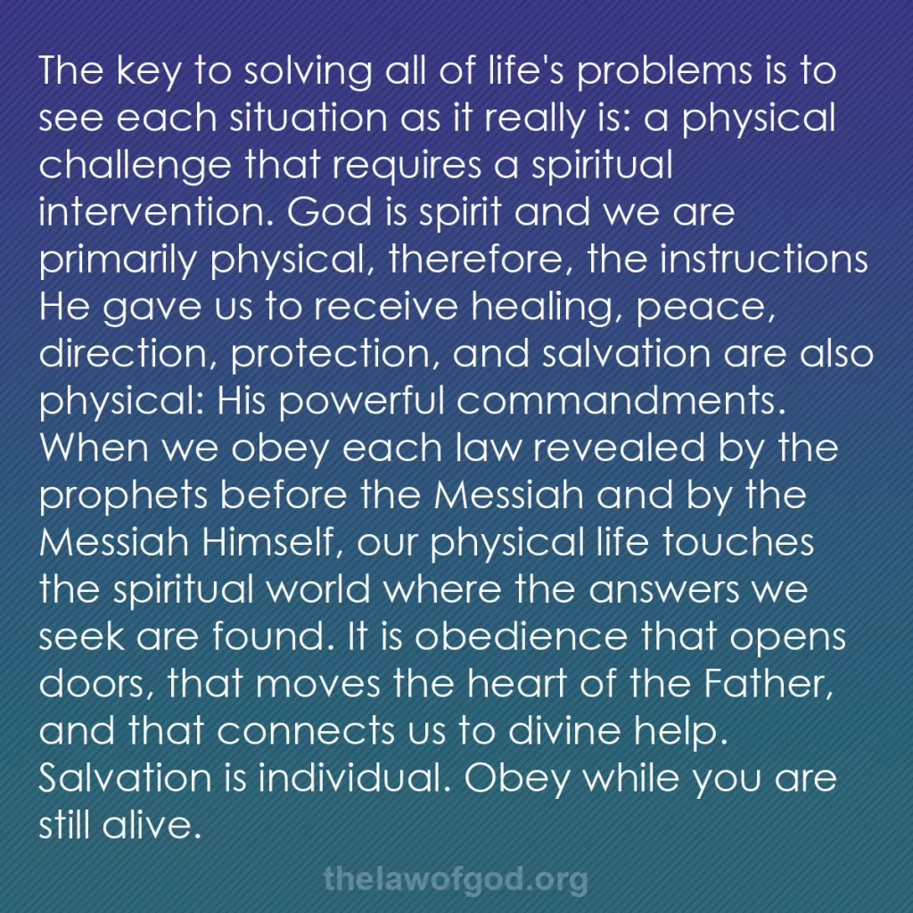 b0017 - Post about the Law of God: The key to solving all of life's problems is to see each situation...