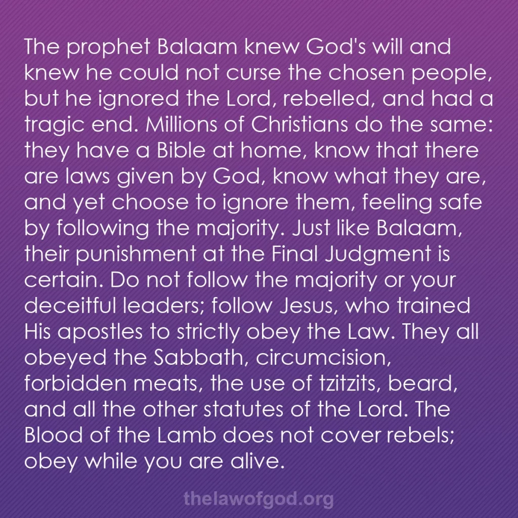 b0031 - Post about the Law of God: The prophet Balaam knew God's will and knew he could not curse...