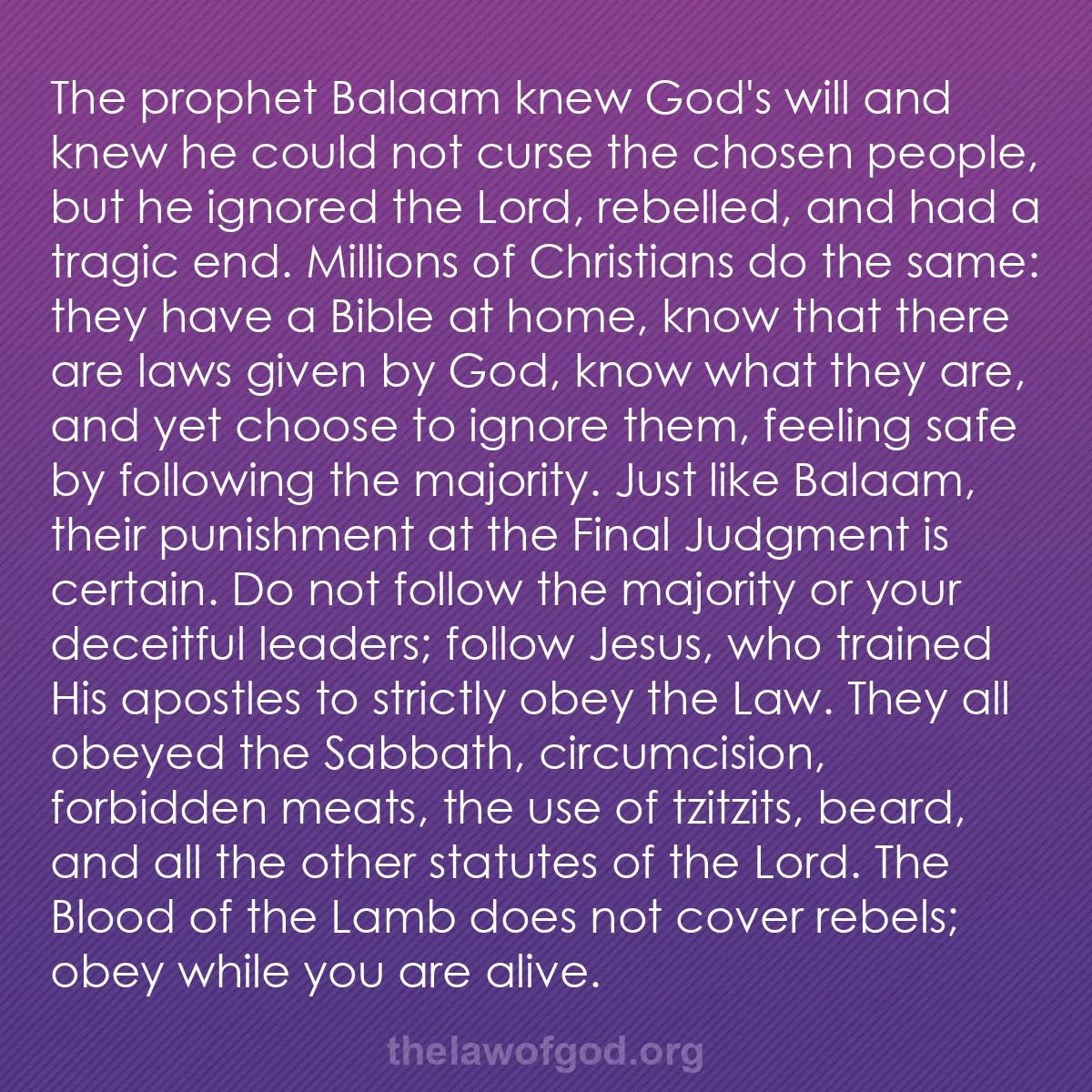 b003 - Post about the Law of God: The prophet Balaam knew God