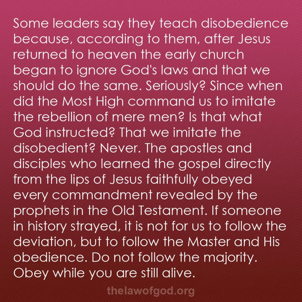 b0039 - Post about the Law of God: Some leaders say they teach disobedience because, according...