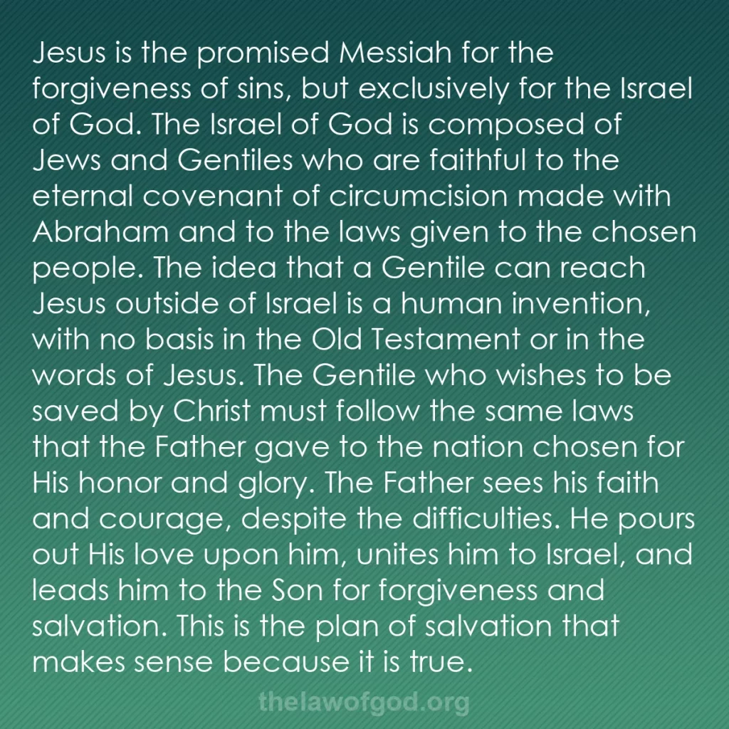 b0045 - Post about the Law of God: Jesus is the promised Messiah for the forgiveness of sins, but...