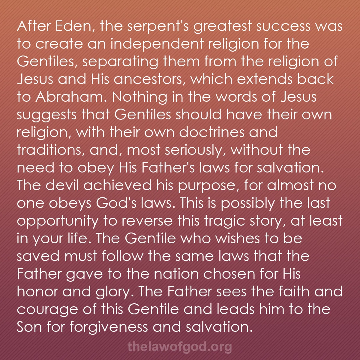 b004 - Post about the Law of God: After Eden, the serpent