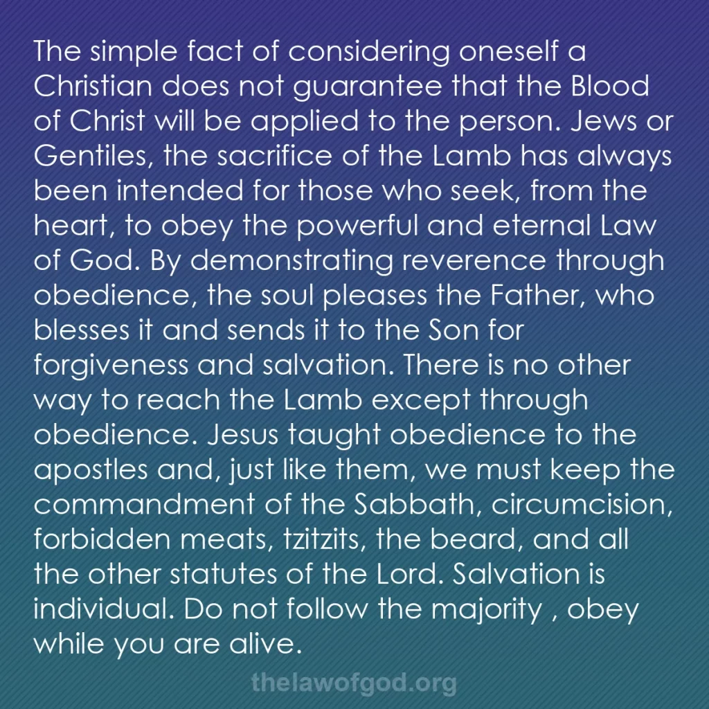 b0057 - Post about the Law of God: The simple fact of considering oneself a Christian does not...