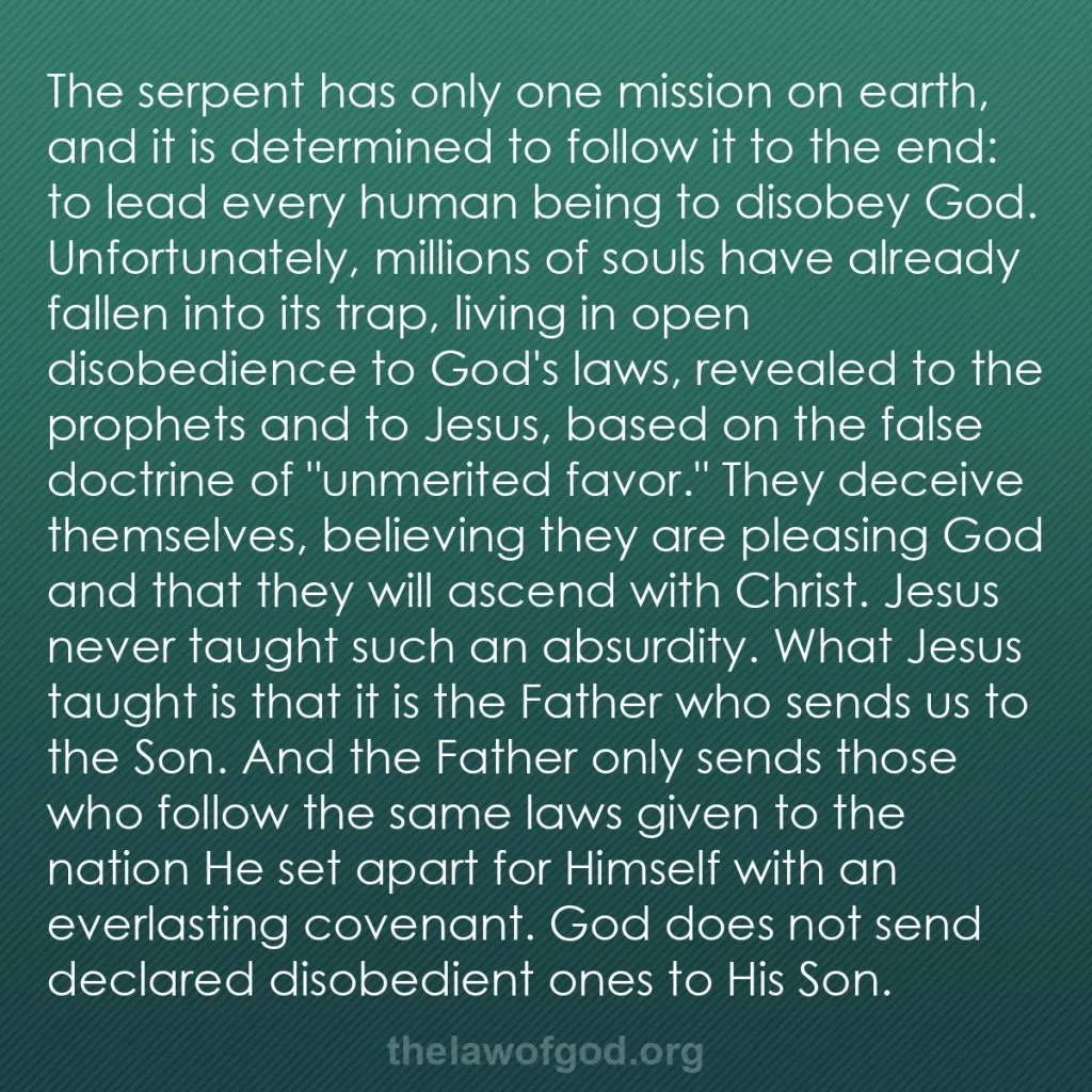 b0060 - Post about the Law of God: The serpent has only one mission on earth, and it is determined...