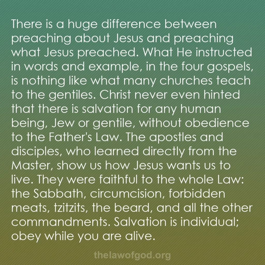 b0083 - Post about the Law of God: There is a huge difference between preaching about Jesus and...