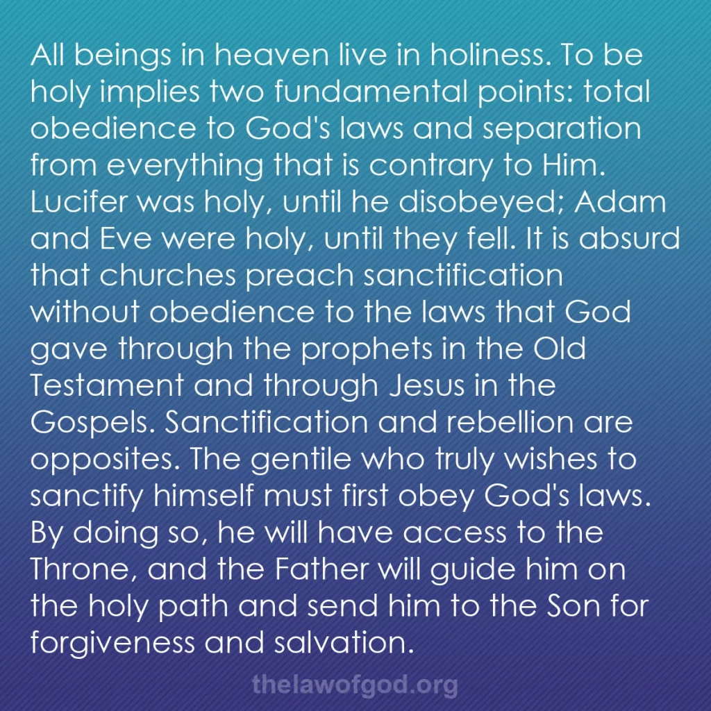 b0095 - Post about the Law of God: All beings in heaven live in holiness. To be holy implies two...