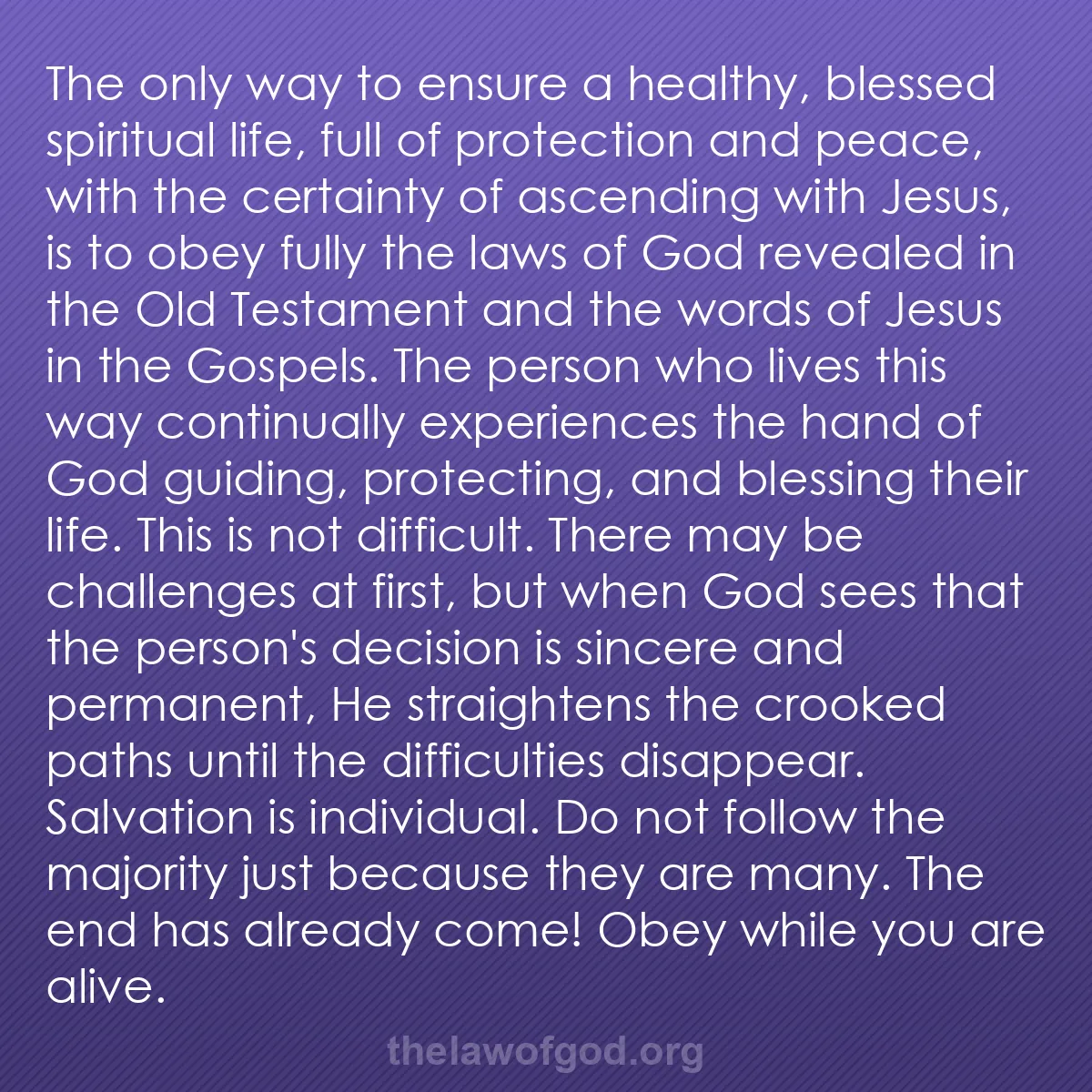 b009 - Post about the Law of God: The only way to ensure a healthy, blessed spiritual life, full...