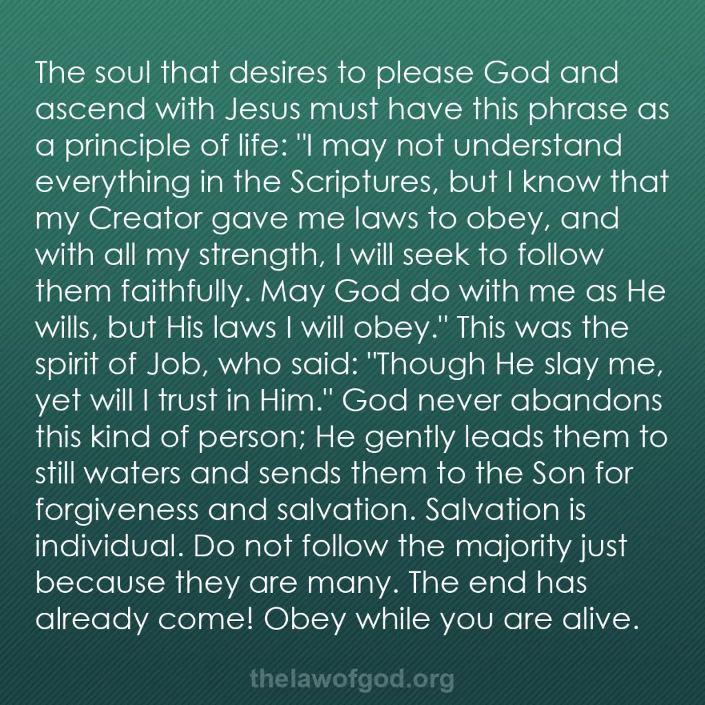 b0100 - Post about the Law of God: The soul that desires to please God and ascend with Jesus must...