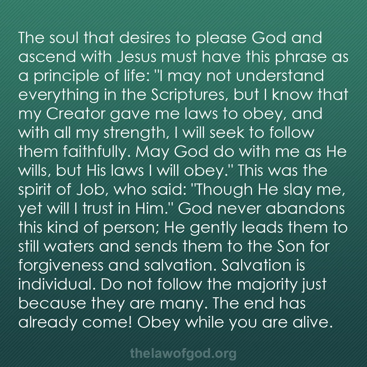 b010 - Post about the Law of God: The soul that desires to please God and ascend with Jesus must...