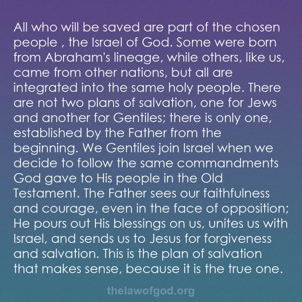 b0102 - Post about the Law of God: All who will be saved are part of the chosen people , the Israel...