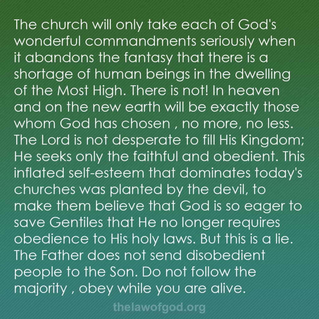 b0110 - Post about the Law of God: The church will only take each of God's wonderful commandments...