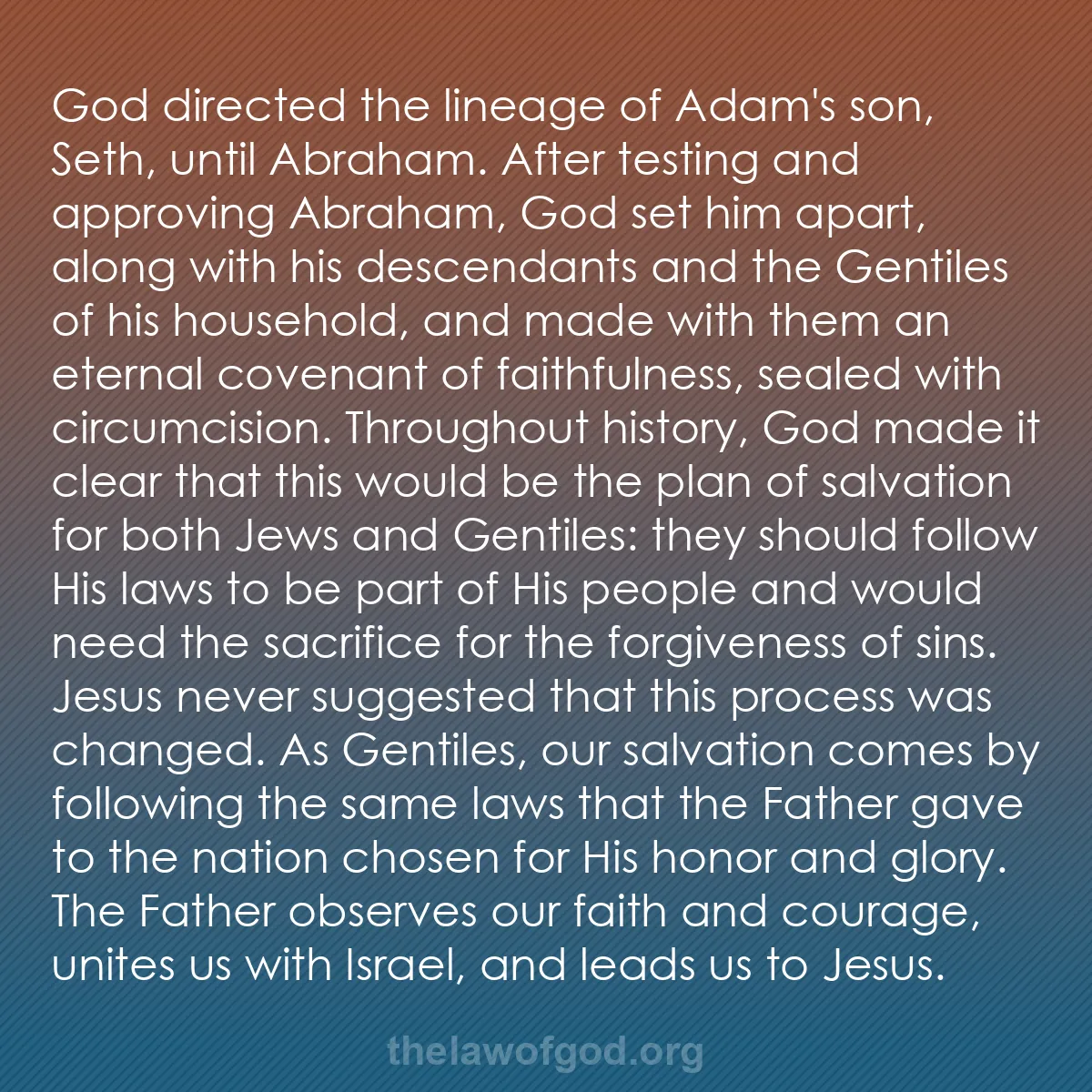 b011 - Post about the Law of God: God directed the lineage of Adam