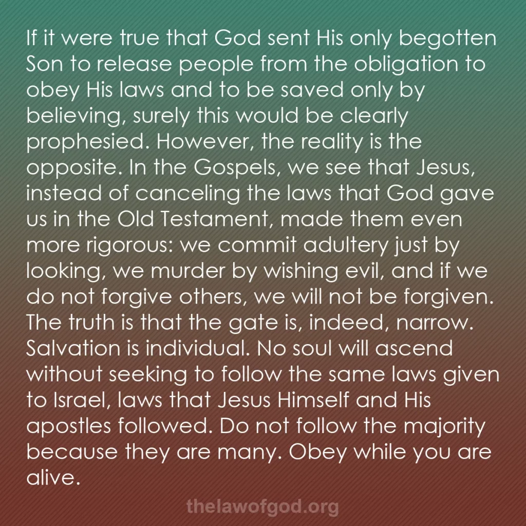 b0113 - Post about the Law of God: If it were true that God sent His only begotten Son to release...