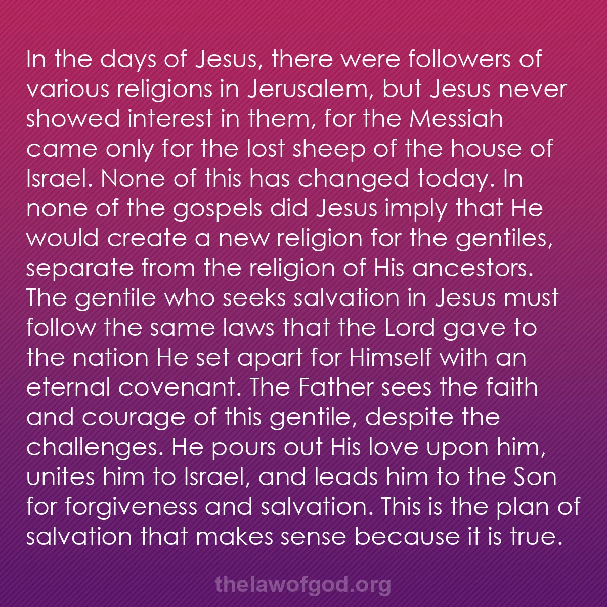b012 - Post about the Law of God: In the days of Jesus, there were followers of various religions...