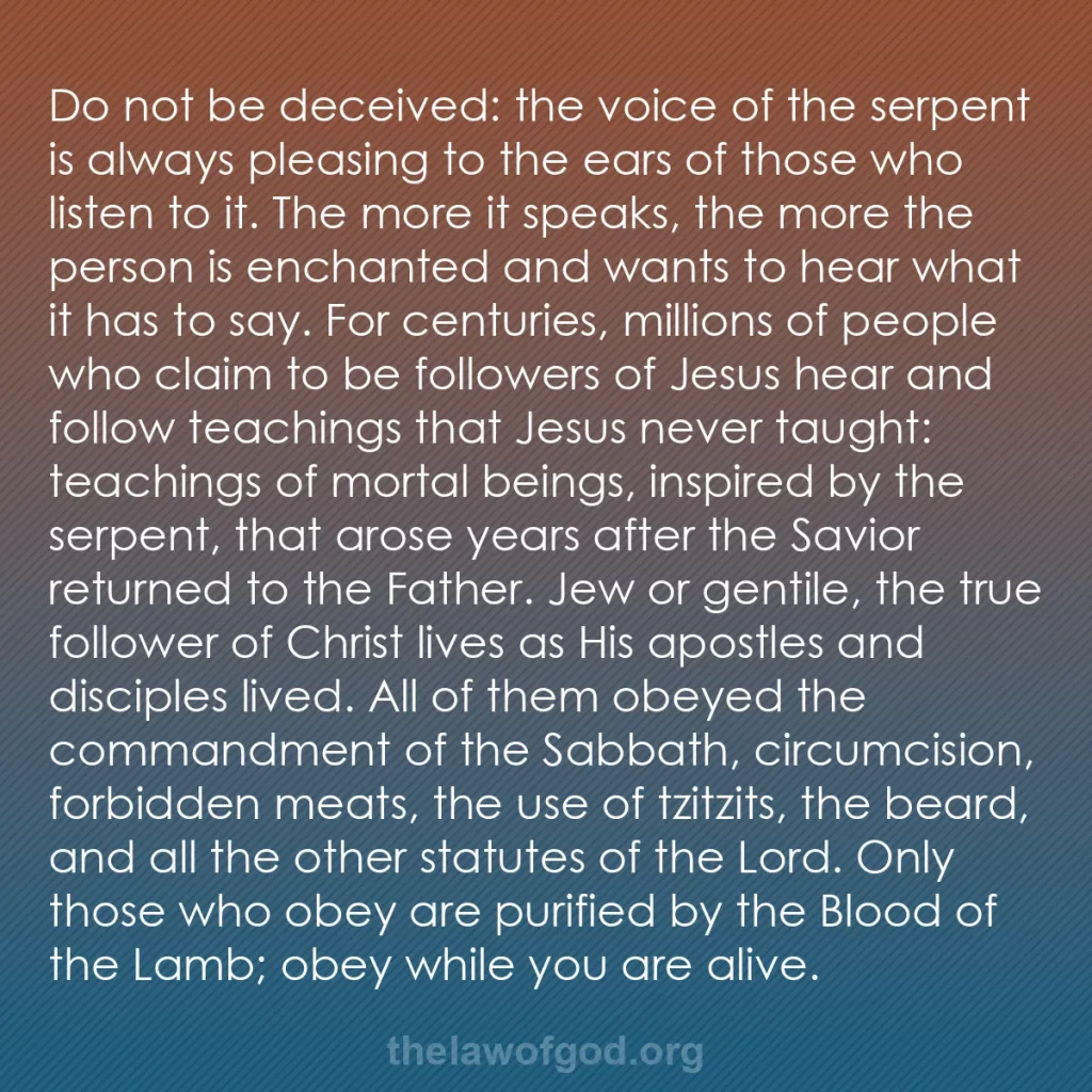 b0132 - Post about the Law of God: Do not be deceived: the voice of the serpent is always pleasing...