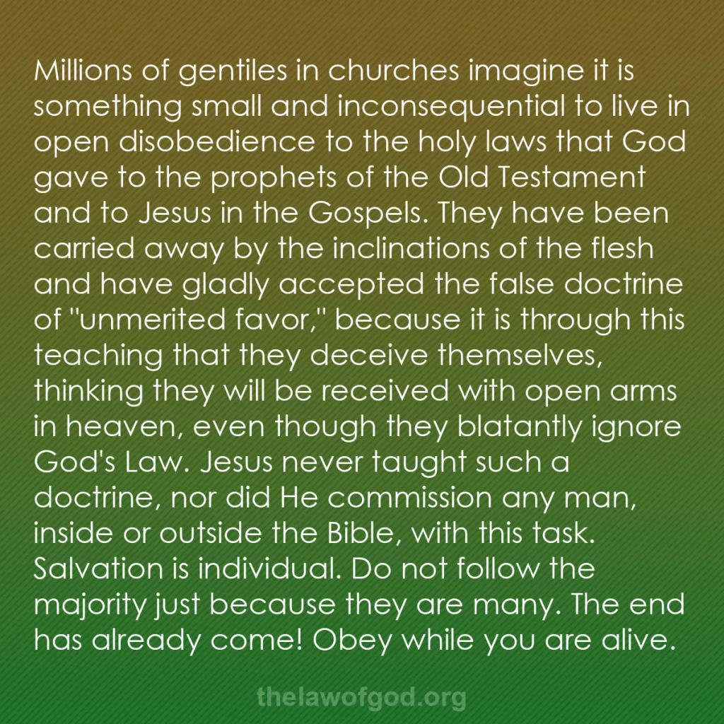 b0136 - Post about the Law of God: Millions of gentiles in churches imagine it is something small...