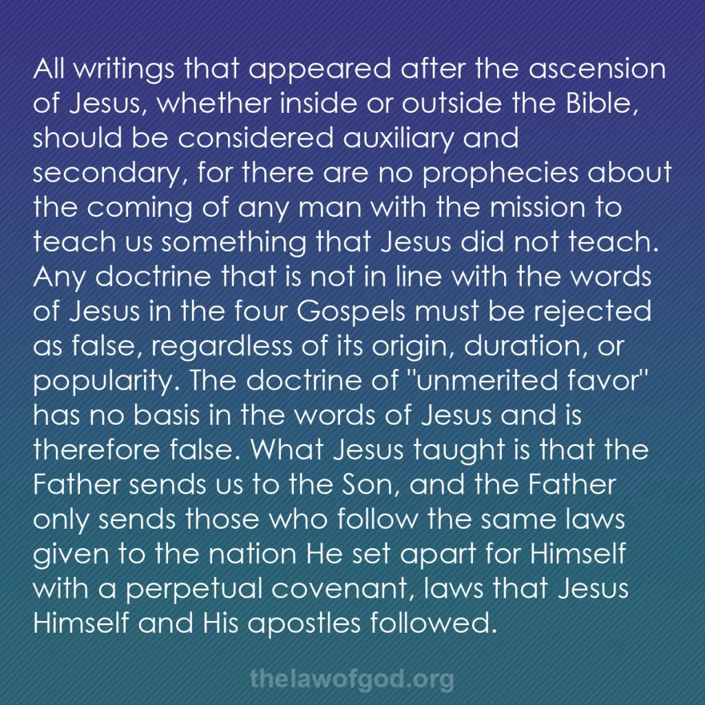 b0137 - Post about the Law of God: All writings that appeared after the ascension of Jesus, whether...