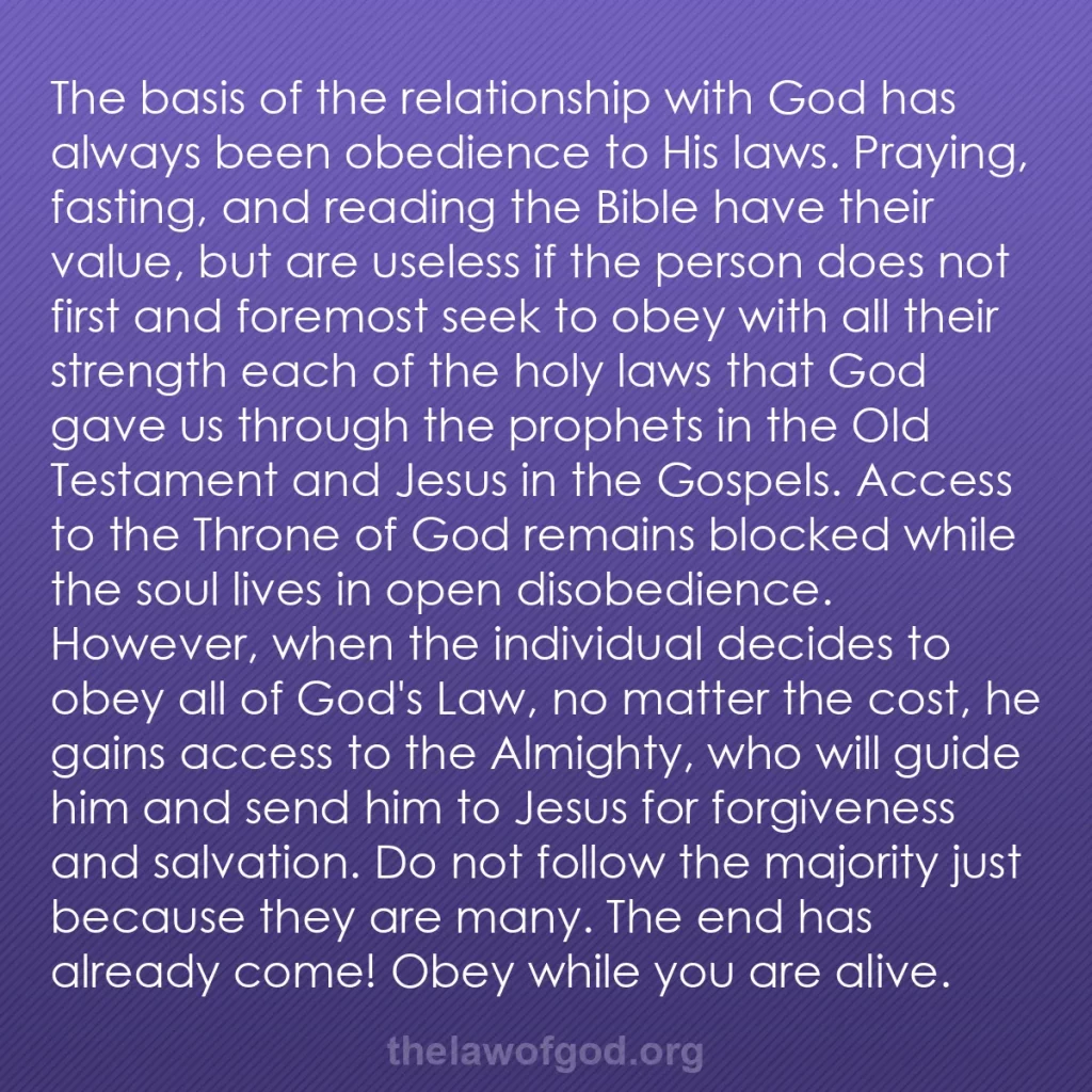 b0138 - Post about the Law of God: The basis of the relationship with God has always been obedience...