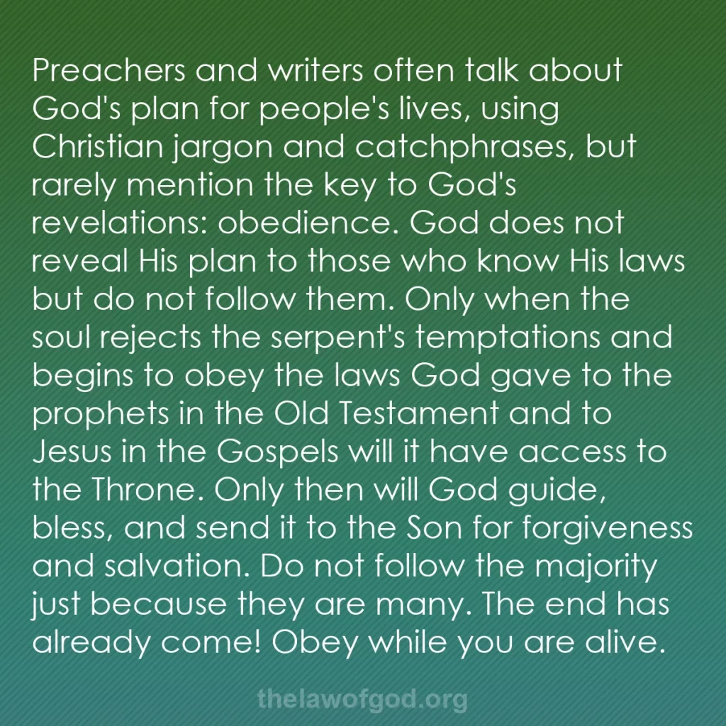 b0150 - Post about the Law of God: Preachers and writers often talk about God's plan for people's...