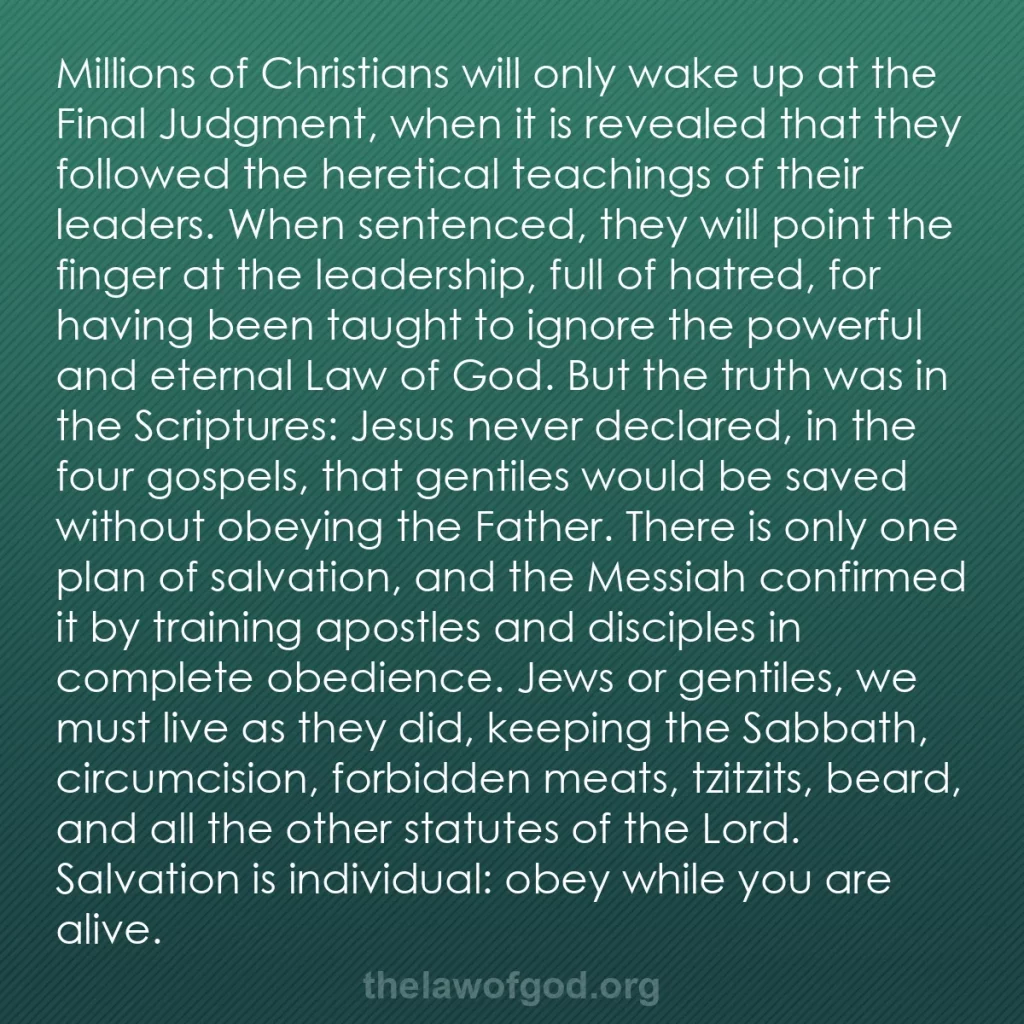 b0160 - Post about the Law of God: Millions of Christians will only wake up at the Final Judgment,...