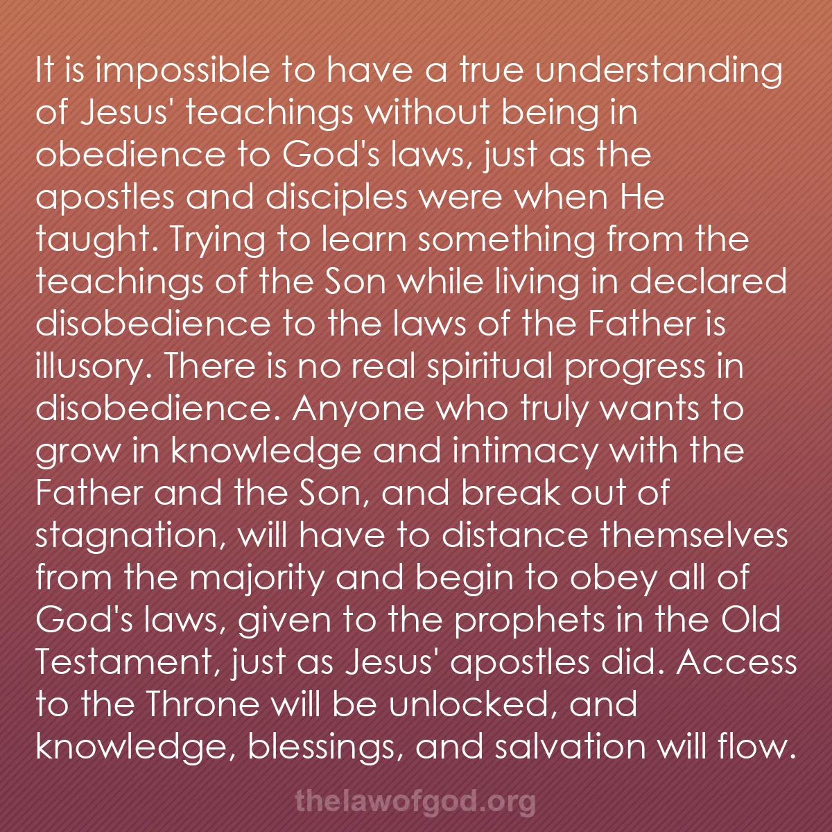 b016 - Post about the Law of God: It is impossible to have a true understanding of Jesus