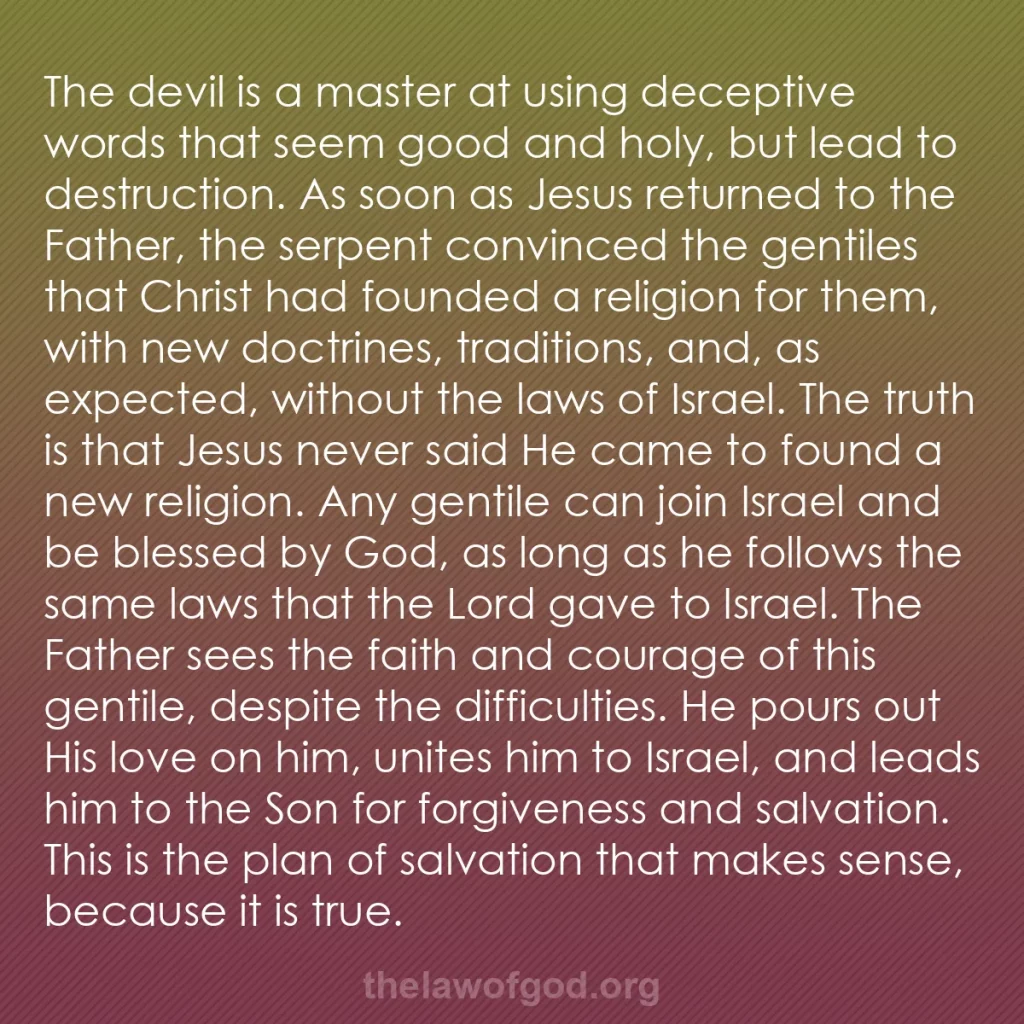 b0168 - Post about the Law of God: The devil is a master at using deceptive words that seem good...