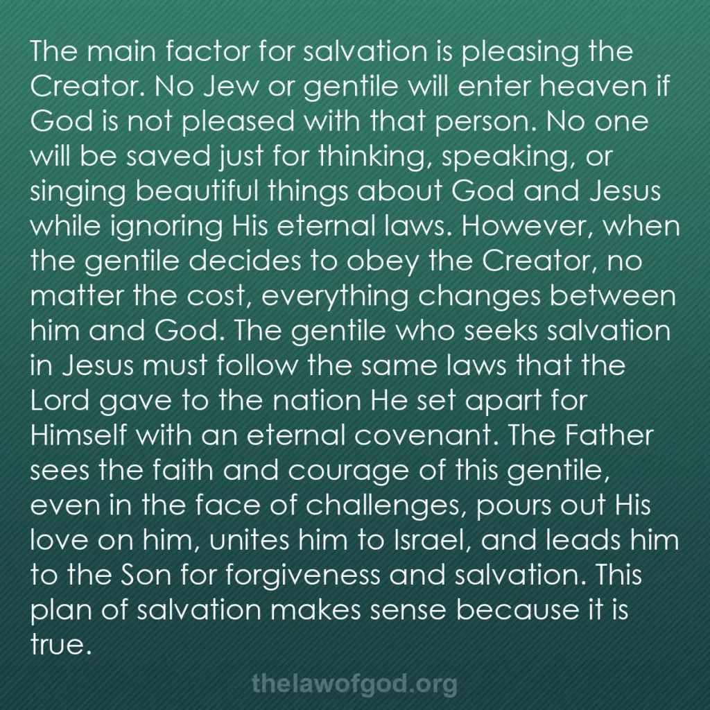 b0180 - Post about the Law of God: The main factor for salvation is pleasing the Creator. No Jew...