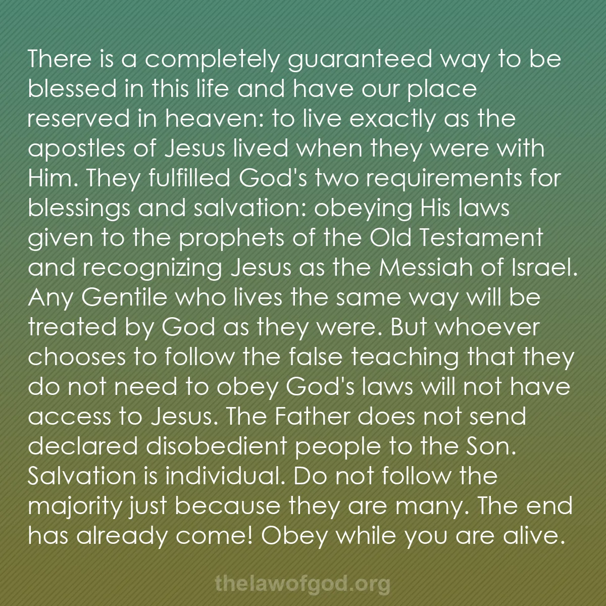 b018 - Post about the Law of God: There is a completely guaranteed way to be blessed in this life...