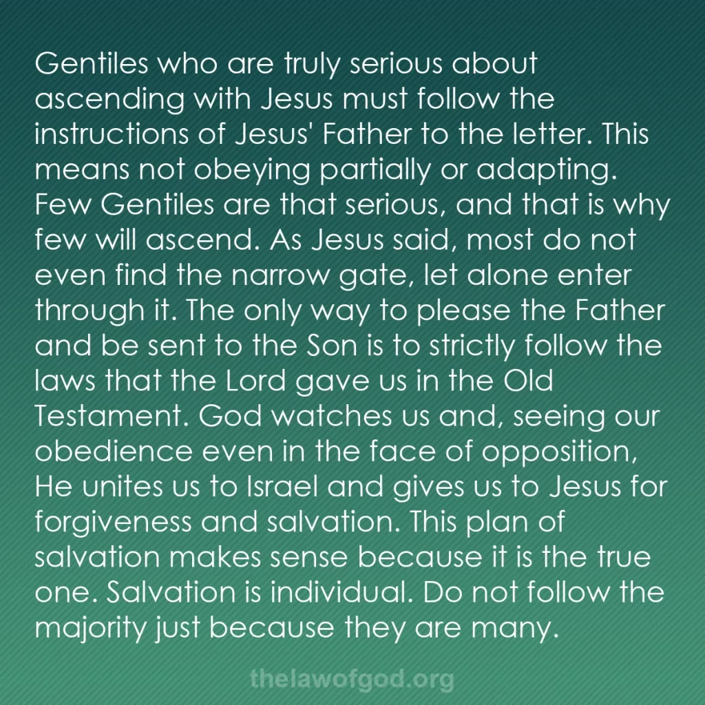 b0185 - Post about the Law of God: Gentiles who are truly serious about ascending with Jesus must...