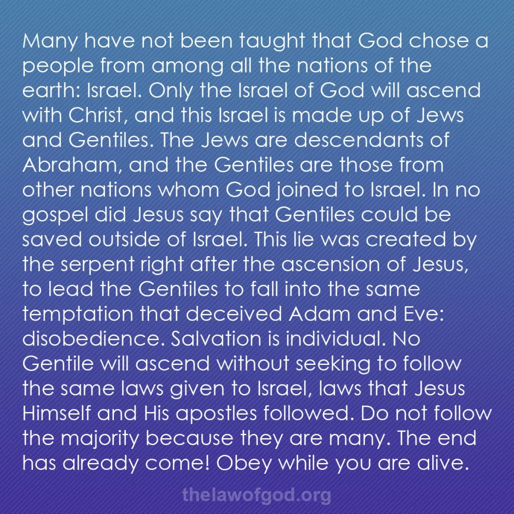 b0187 - Post about the Law of God: Many have not been taught that God chose a people from among...