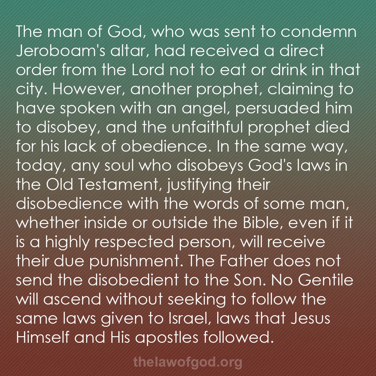 b019 - Post about the Law of God: The man of God, who was sent to condemn Jeroboam