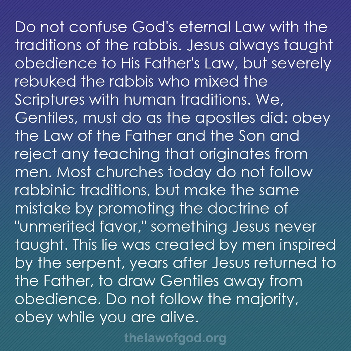 b019 - Post about the Law of God: Do not confuse God