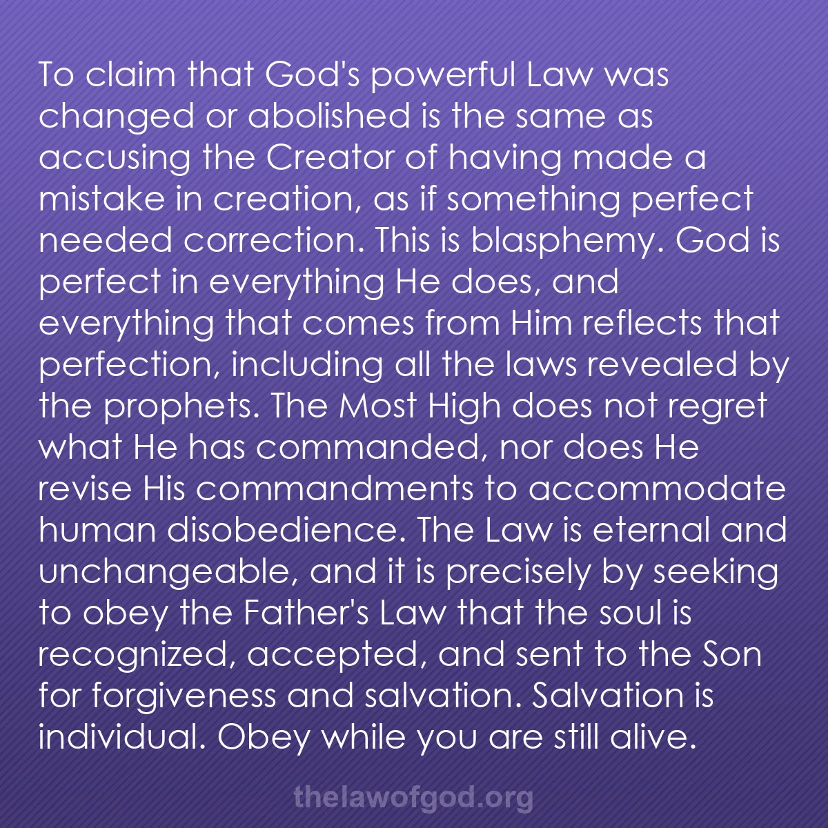 b019 - Post about the Law of God: To claim that God