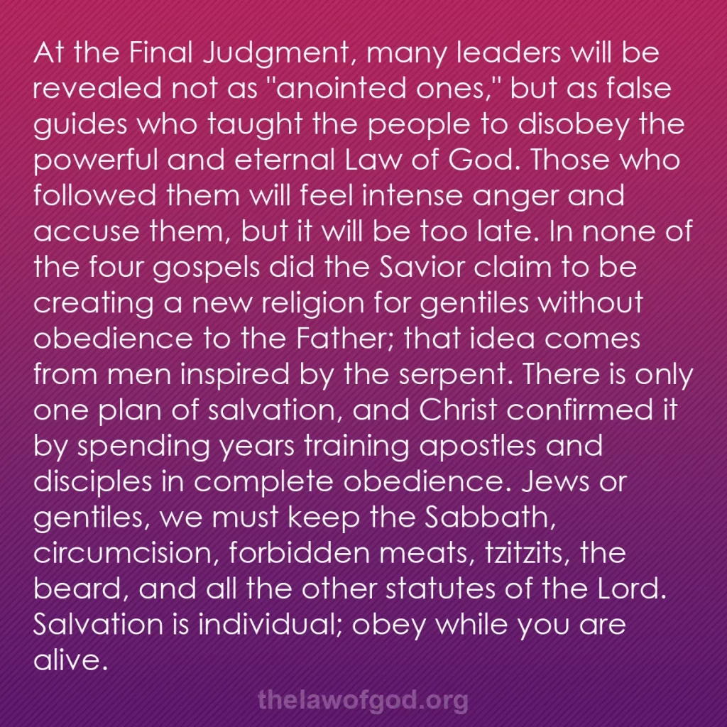 b0201 - Post about the Law of God: At the Final Judgment, many leaders will be revealed not as...