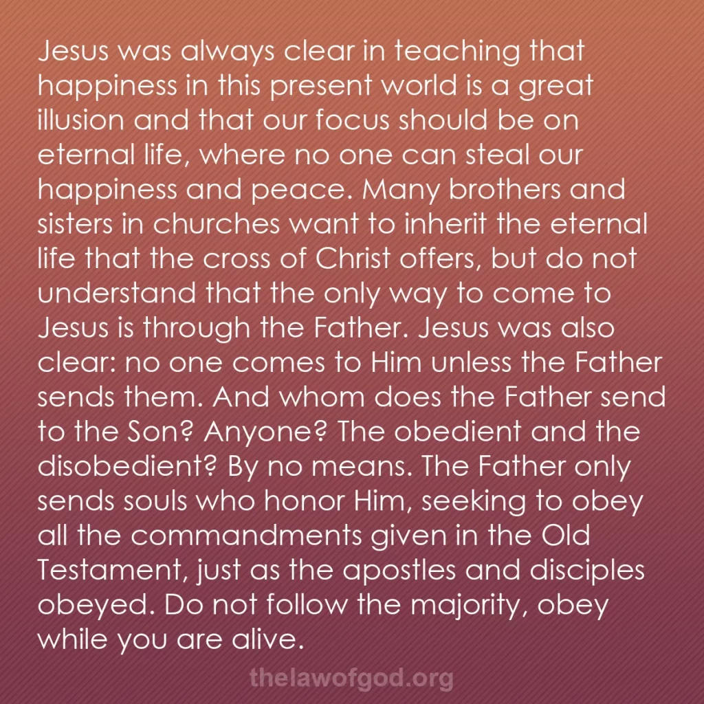 b0206 - Post about the Law of God: Jesus was always clear in teaching that happiness in this present...