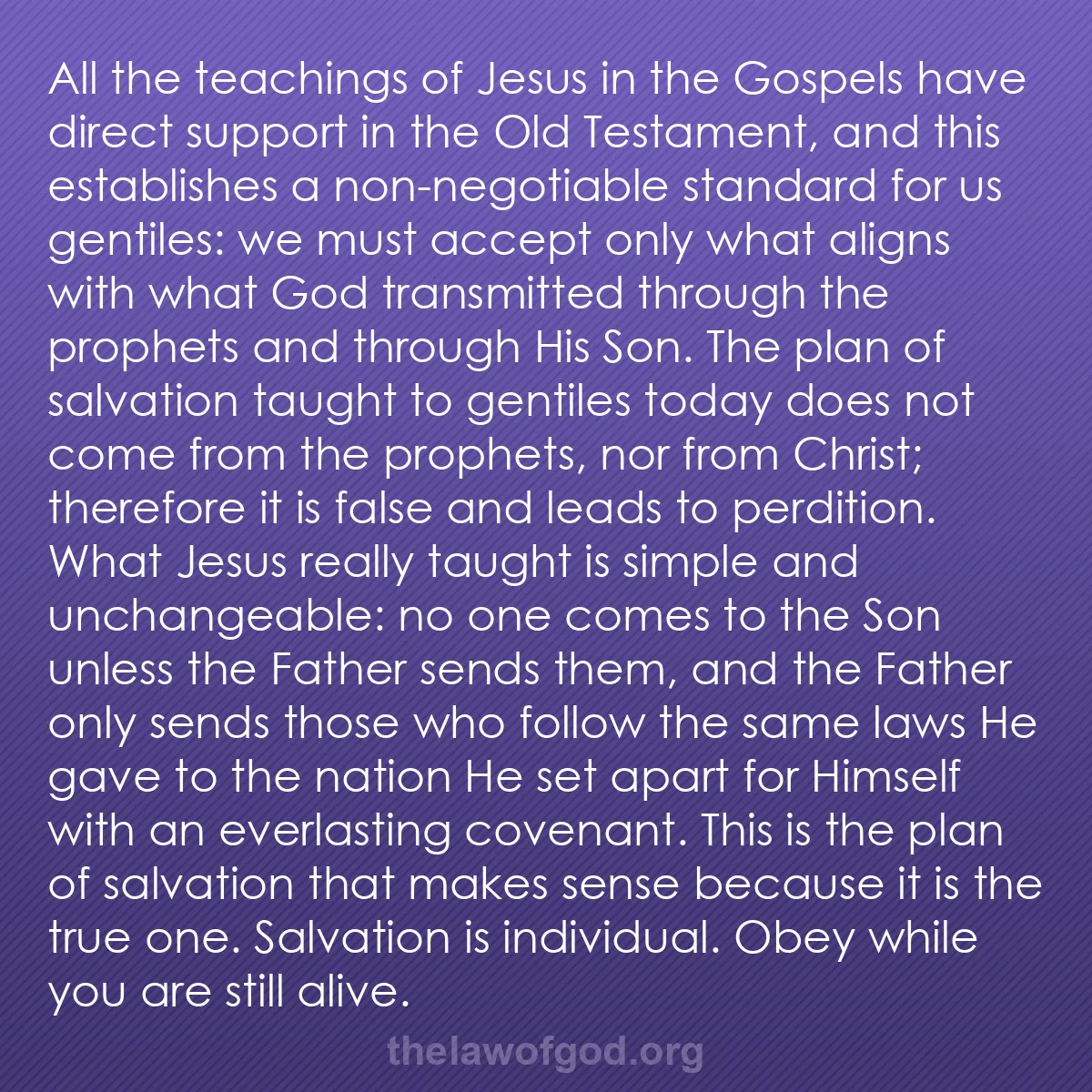 b021 - Post about the Law of God: All the teachings of Jesus in the Gospels have direct support...