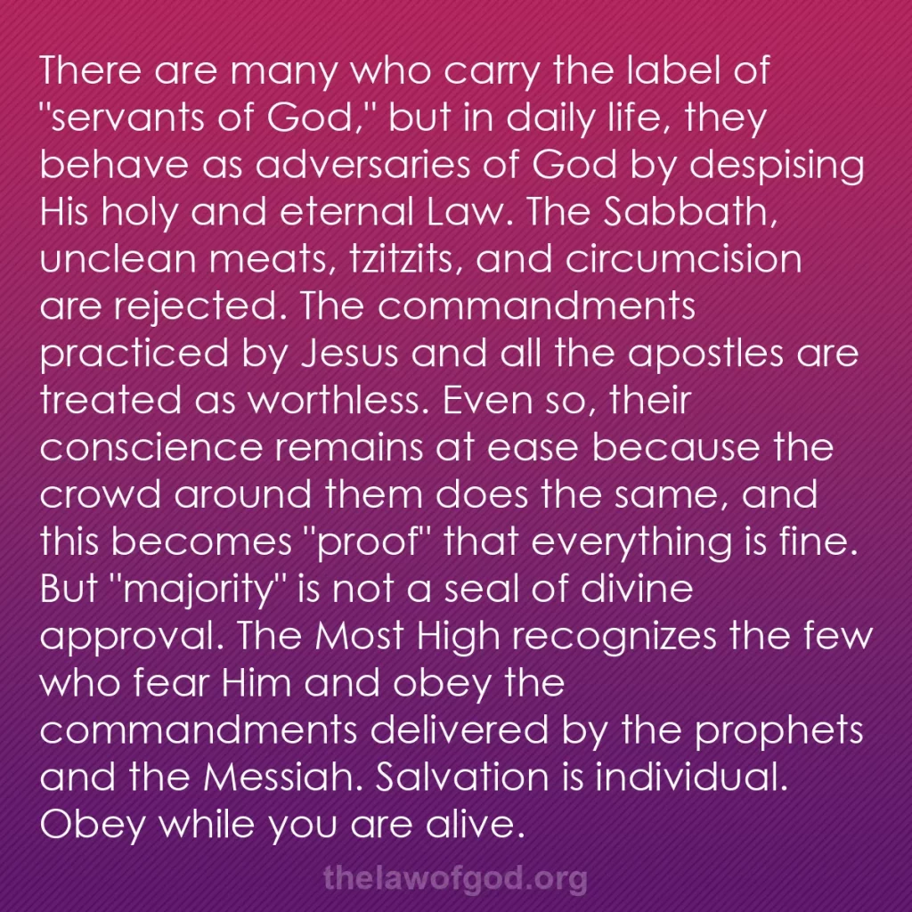 b0221 - Post about the Law of God: There are many who carry the label of "servants of God," but...