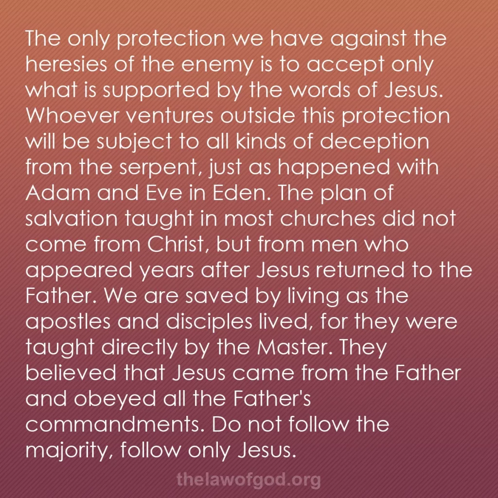 b0226 - Post about the Law of God: The only protection we have against the heresies of the enemy...
