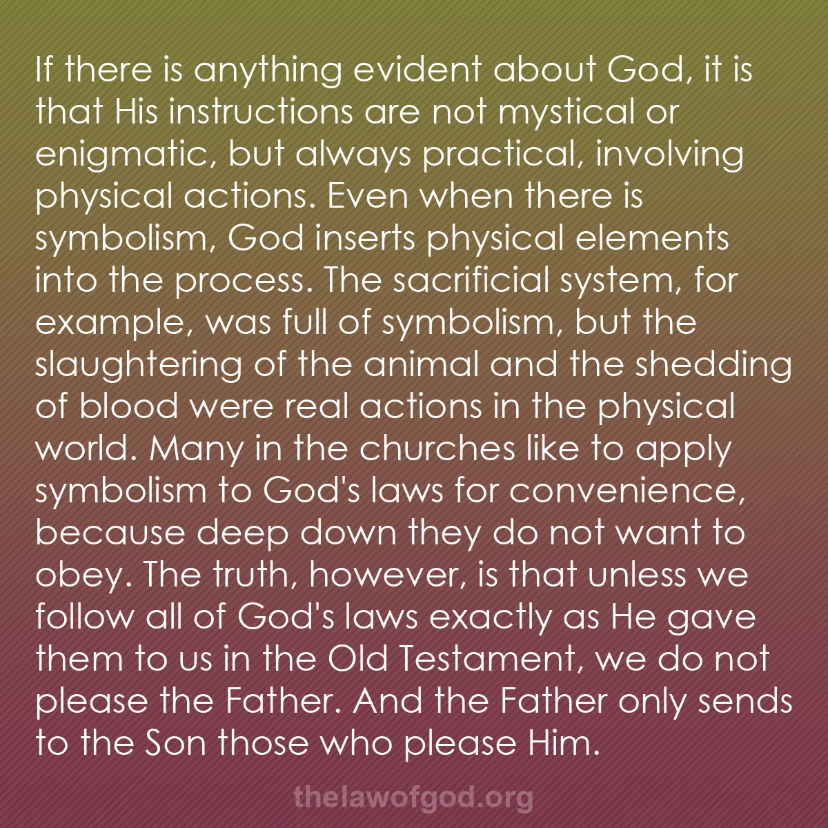 b022 - Post about the Law of God: If there is anything evident about God, it is that His instructions...
