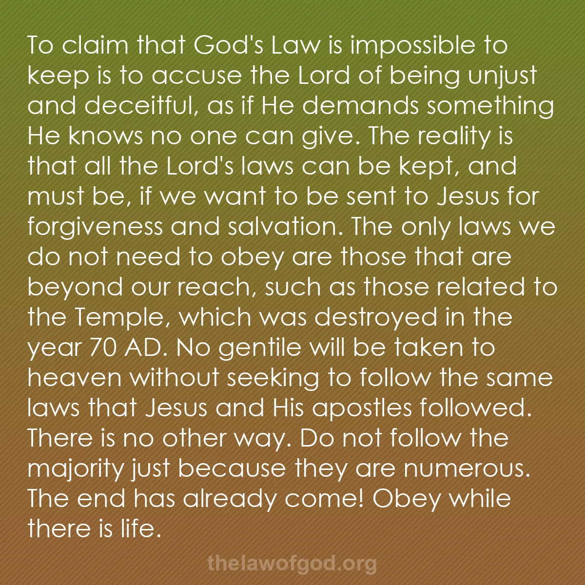 b022 - Post about the Law of God: To claim that God