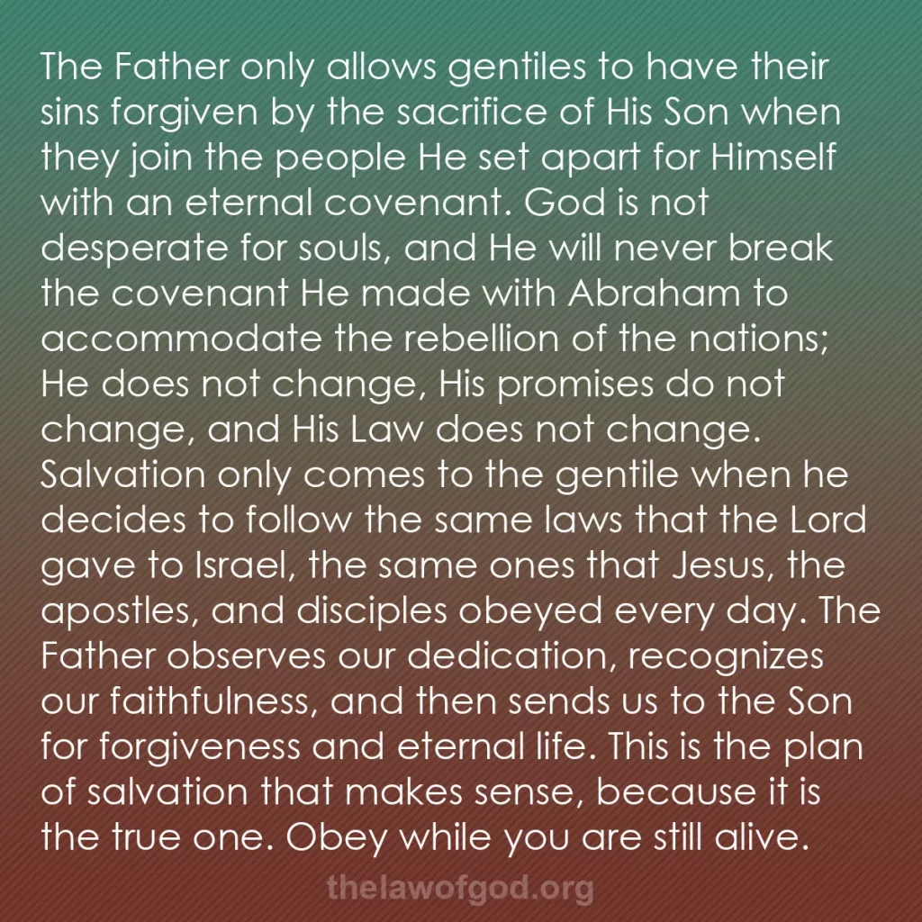 b0233 - Post about the Law of God: The Father only allows gentiles to have their sins forgiven...