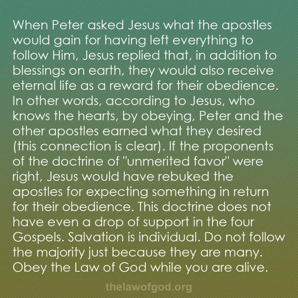 b0243 - Post about the Law of God: When Peter asked Jesus what the apostles would gain for having...