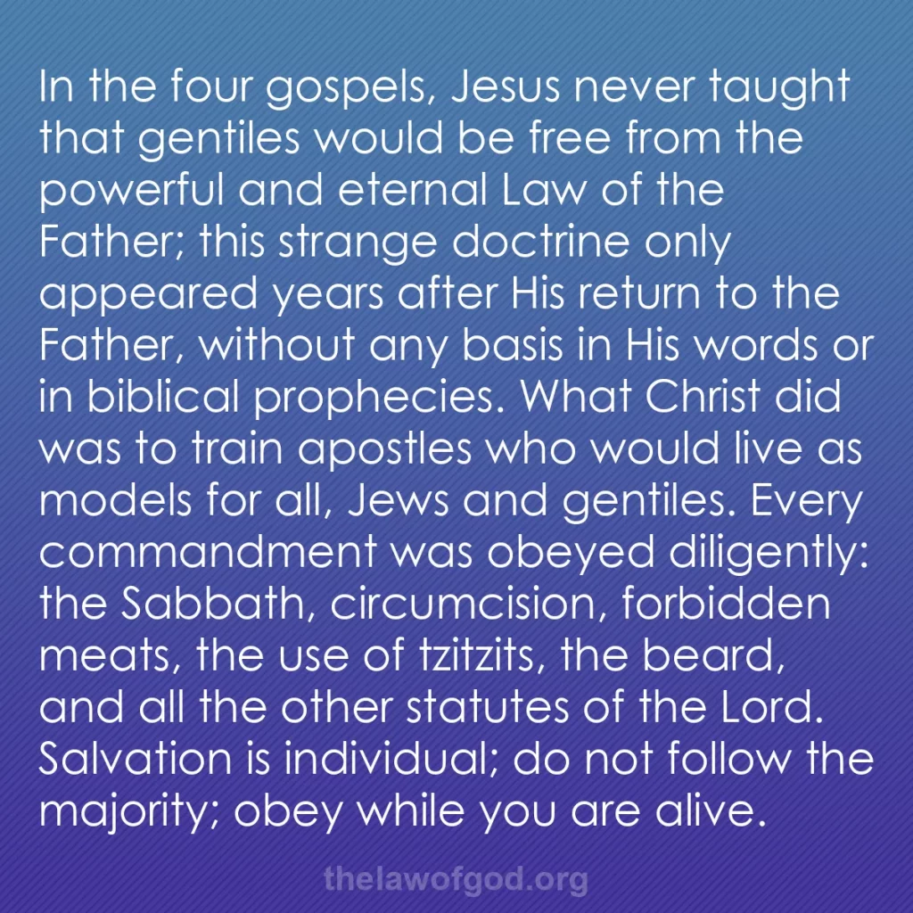 b0247 - Post about the Law of God: In the four gospels, Jesus never taught that gentiles would...